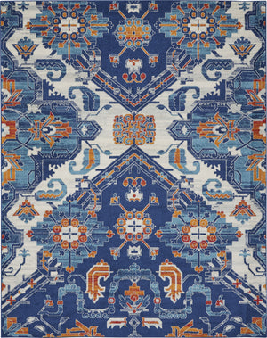 Homeroots 8' X 10' Blue And Ivory Floral Power Loom Area Rug  Polypropylene 385632