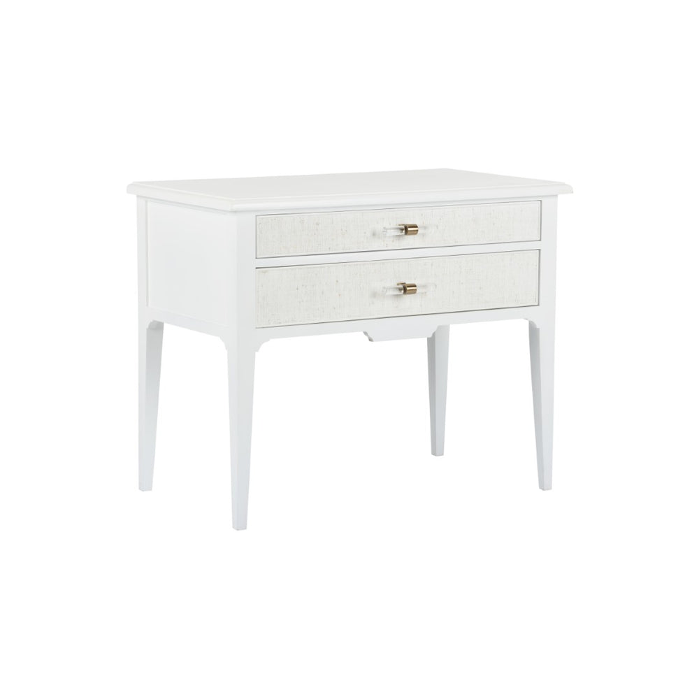 Chelsea House Georgian Lowboy White With Linen Drawer & Clear Acrylic Pull — Compact Designer Nightstand, 28"H 385636