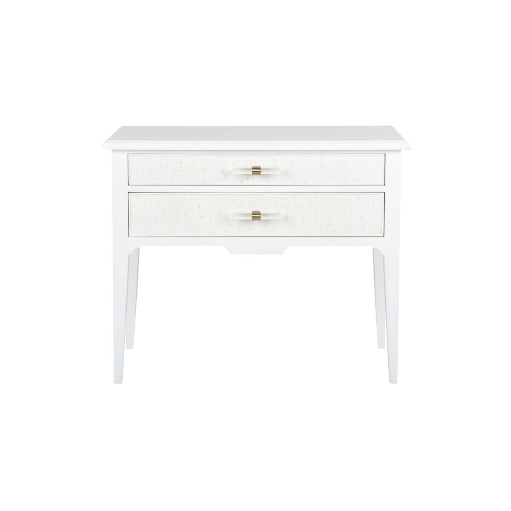 Chelsea House Georgian Lowboy White With Linen Drawer & Clear Acrylic Pull — Compact Designer Nightstand, 28"H 385636