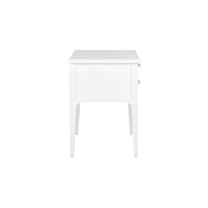 Chelsea House Georgian Lowboy White With Linen Drawer & Clear Acrylic Pull — Compact Designer Nightstand, 28"H 385636