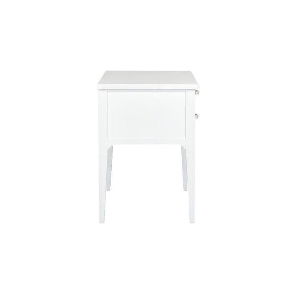 Chelsea House Georgian Lowboy White With Linen Drawer & Clear Acrylic Pull — Compact Designer Nightstand, 28"H 385636