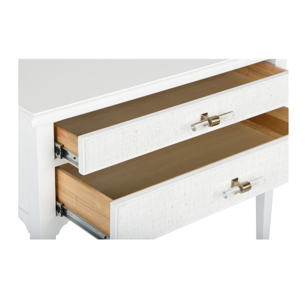 Chelsea House Georgian Lowboy White With Linen Drawer & Clear Acrylic Pull — Compact Designer Nightstand, 28"H 385636