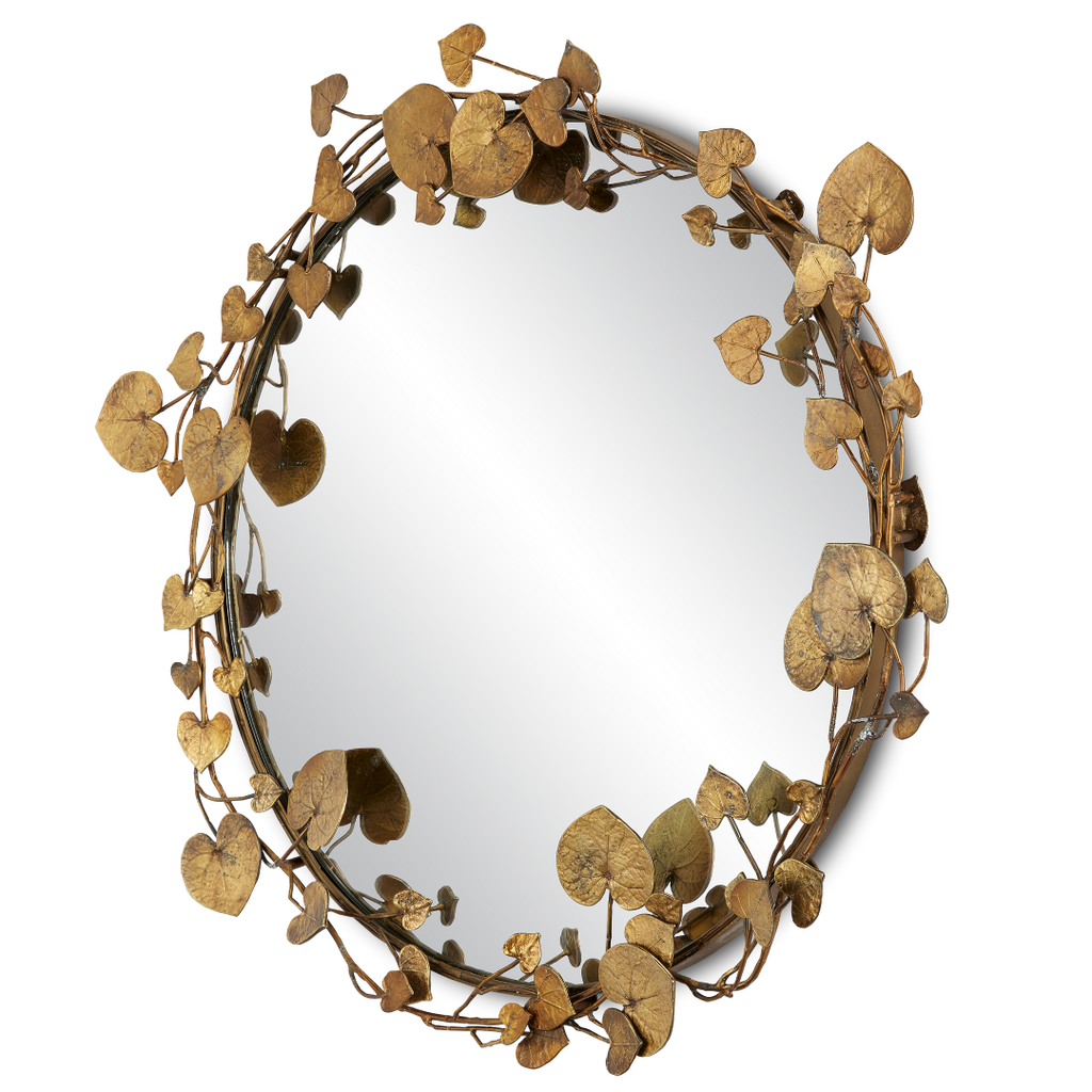 Vinna Round Brass Leaves Mirror