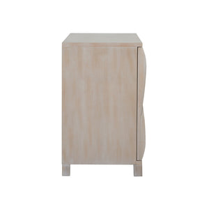 Chelsea House Trujillo Whitewashed Cabinet With Wave Cutouts — Artisan Two-Door Storage, Adjustable Shelf, 42"W 385639