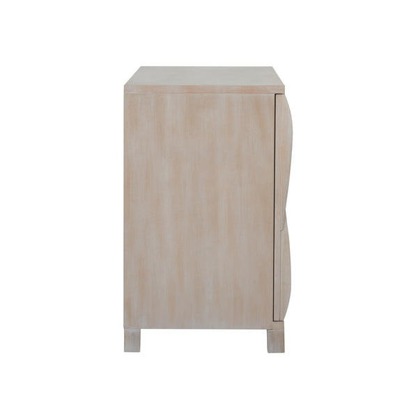 Chelsea House Trujillo Whitewashed Cabinet With Wave Cutouts — Artisan Two-Door Storage, Adjustable Shelf, 42"W 385639