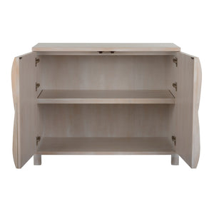Chelsea House Trujillo Whitewashed Cabinet With Wave Cutouts — Artisan Two-Door Storage, Adjustable Shelf, 42"W 385639
