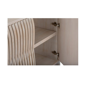 Chelsea House Trujillo Whitewashed Cabinet With Wave Cutouts — Artisan Two-Door Storage, Adjustable Shelf, 42"W 385639