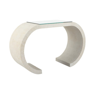 Chelsea House Bridgers Sculptural Console Table In White Grasscloth Finish — Compact Elegant Entryway Statement 385640