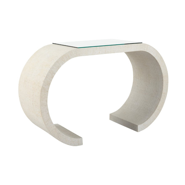 Chelsea House Bridgers Sculptural Console Table In White Grasscloth Finish — Compact Elegant Entryway Statement 385640