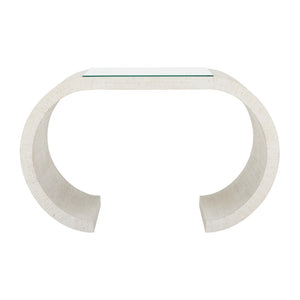 Chelsea House Bridgers Sculptural Console Table In White Grasscloth Finish — Compact Elegant Entryway Statement 385640