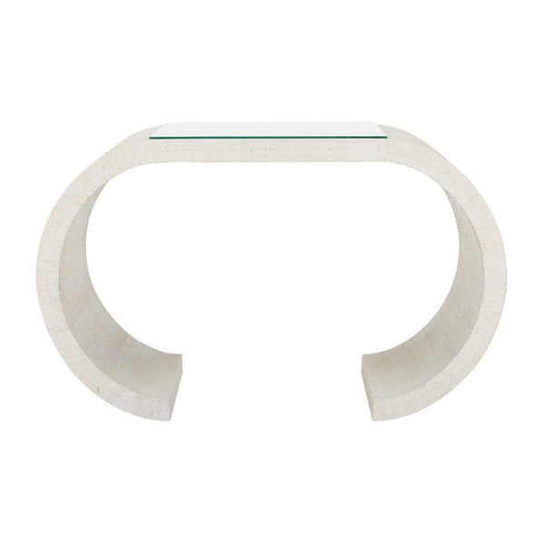 Chelsea House Bridgers Sculptural Console Table In White Grasscloth Finish — Compact Elegant Entryway Statement 385640