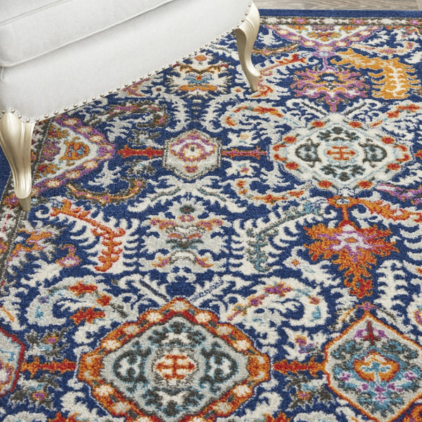 HomeRoots 8' Blue and Ivory Oriental Area Rug - Timeless Transitional Design for Elegant Living Spaces 8' x 10' 385642