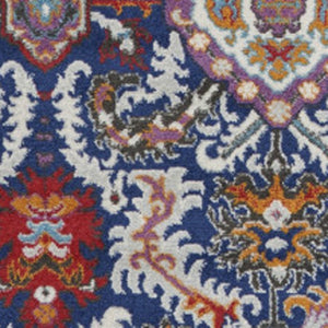 HomeRoots 8' Blue and Ivory Oriental Area Rug - Timeless Transitional Design for Elegant Living Spaces 8' x 10' 385642