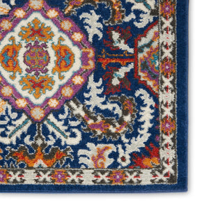 HomeRoots 8' Blue and Ivory Oriental Area Rug - Timeless Transitional Design for Elegant Living Spaces 8' x 10' 385642