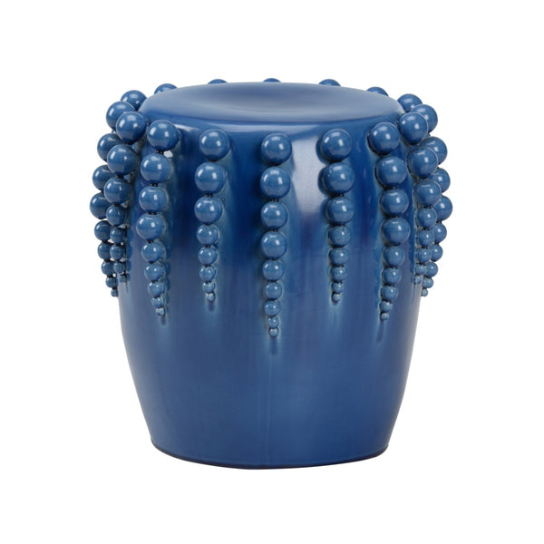Chelsea House Sea Urchin Garden Stool With Crackle Blue Glaze, Beaded Ceramic Accent Seat Table For Coastal Decor 385650