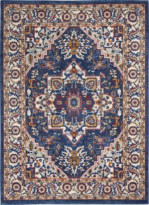 Homeroots 5' X 7' Blue And Ivory Power Loom Area Rug  Polypropylene 385651