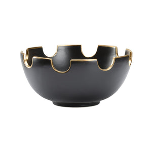 Chelsea House Classic Bowl Handcrafted Matte Black Ceramic With Gold-Glazed Interior — Elegant Centerpiece, 12" Wide 385652