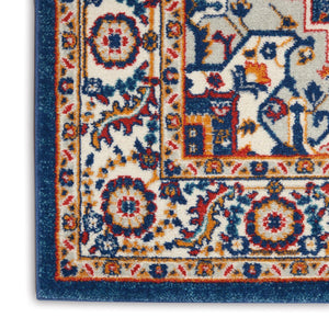 HomeRoots 8' Blue and Ivory Medallion Distressed Area Rug - Timeless Elegance for Living Spaces and More! 8?x10? 385652