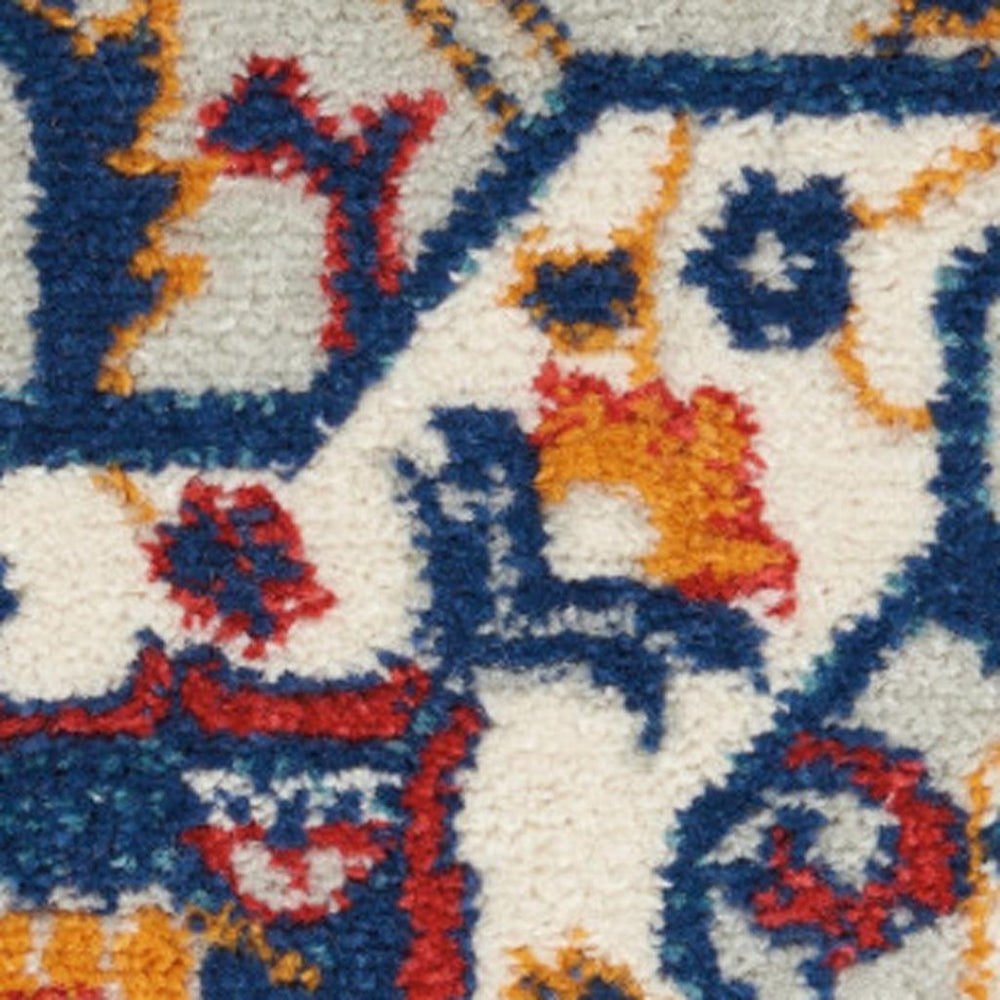 HomeRoots 8' Blue and Ivory Medallion Distressed Area Rug - Timeless Elegance for Living Spaces and More! 8?x10? 385652