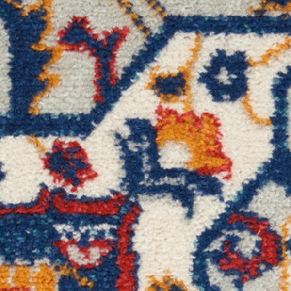 HomeRoots 8' Blue and Ivory Medallion Distressed Area Rug - Timeless Elegance for Living Spaces and More! 8?x10? 385652