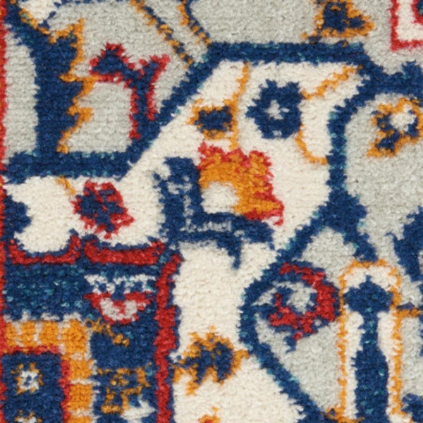 HomeRoots 8' Blue and Ivory Medallion Distressed Area Rug - Timeless Elegance for Living Spaces and More! 8?x10? 385652