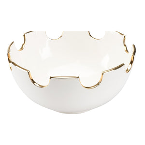 Chelsea House Classic Bowl Handcrafted Cream Ceramic With Metallic Gold Accent — Versatile Centerpiece For Tablescapes 385653