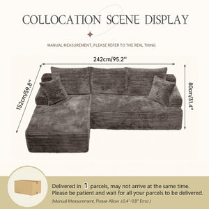 English Elm Modern Chenille Sectional Sofa with Chaise Modular L Shape for Living Room W3653P443574