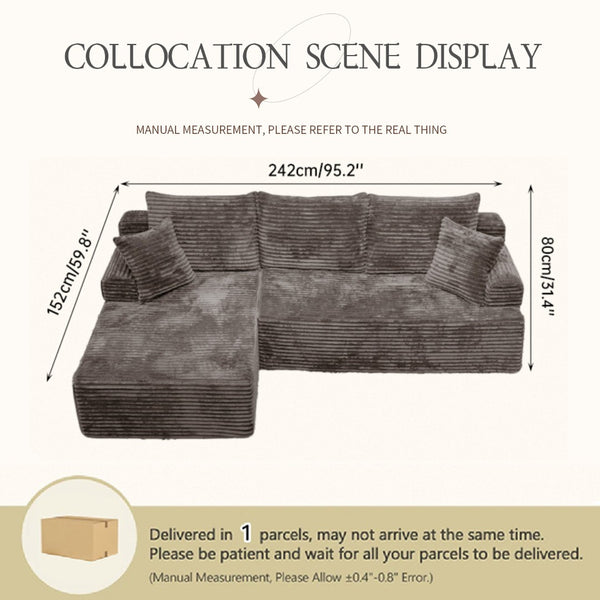 English Elm Modern Chenille Sectional Sofa with Chaise Modular L Shape for Living Room W3653P443574