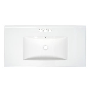 English Elm 36 Inch Shaker Bathroom Vanity with Ceramic Sink Four Soft Close Drawers White Mdf N729P414619K