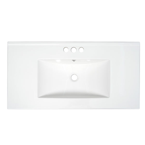 English Elm 36 Inch Shaker Bathroom Vanity with Ceramic Sink Four Soft Close Drawers White Mdf N729P414619K