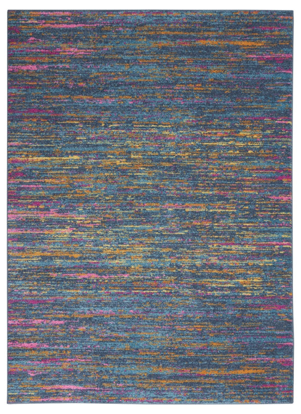 Homeroots 4' X 6' Blue Distressed Striations Area Rug  Polypropylene 385673