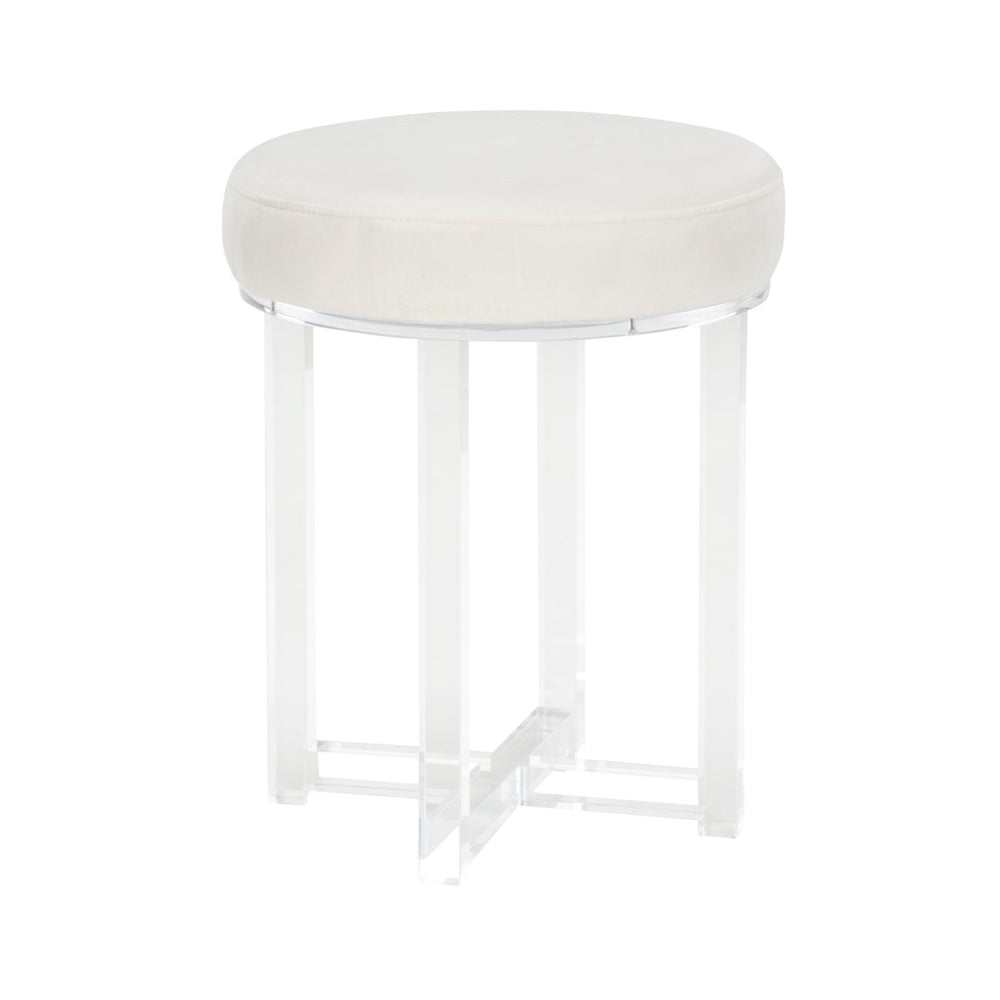 Chelsea House Lucy Acrylic Stool — Clear Acrylic Legs With Recoverable Cream Seat, Padded Vanity & Extra Seating (19.5"H, Modern) 385674