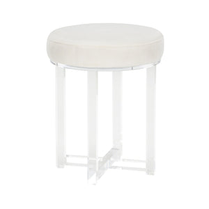 Chelsea House Lucy Acrylic Stool — Clear Acrylic Legs With Recoverable Cream Seat, Padded Vanity & Extra Seating (19.5"H, Modern) 385674