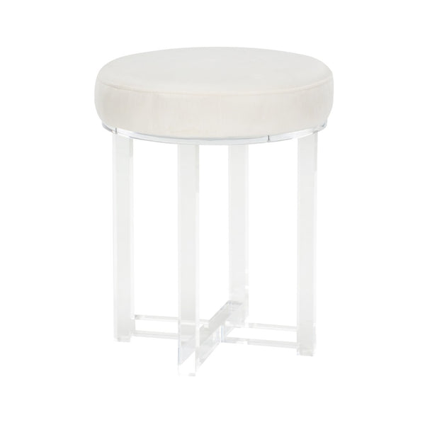 Chelsea House Lucy Acrylic Stool — Clear Acrylic Legs With Recoverable Cream Seat, Padded Vanity & Extra Seating (19.5"H, Modern) 385674