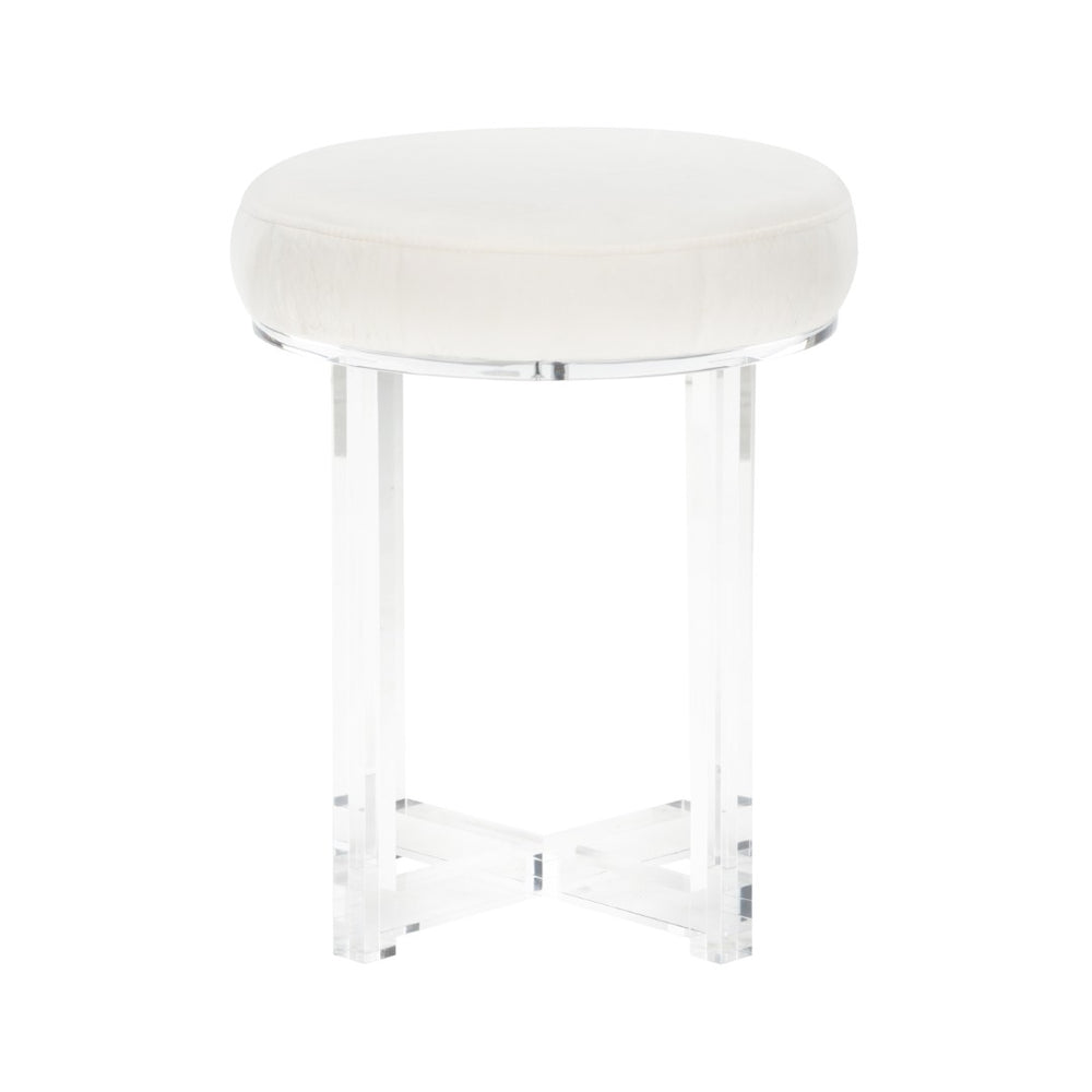 Chelsea House Lucy Acrylic Stool — Clear Acrylic Legs With Recoverable Cream Seat, Padded Vanity & Extra Seating (19.5"H, Modern) 385674