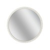Chelsea House Tacna Round Mirror With Whitewashed Beaded Wood Frame, 36" Coastal Farmhouse Accent For Entryway 385690