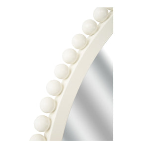 Chelsea House Tacna Round Mirror With Whitewashed Beaded Wood Frame, 36" Coastal Farmhouse Accent For Entryway 385690