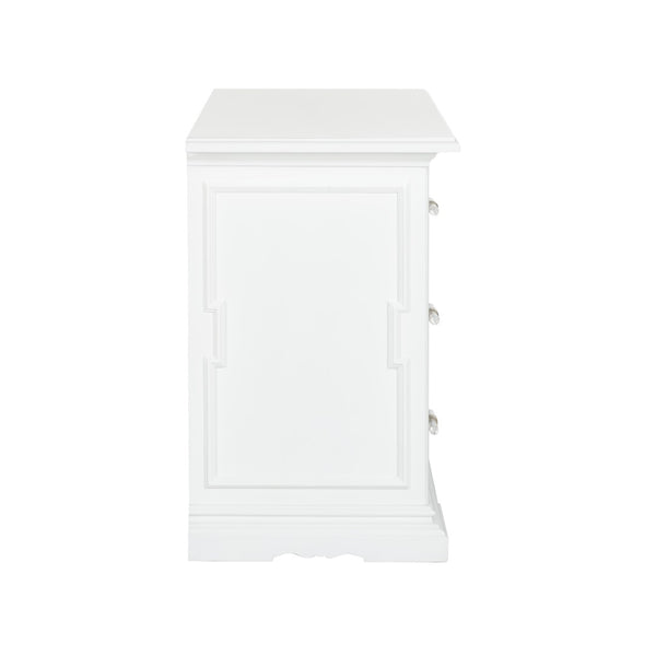 Chelsea House River Street Chest White Lacquer 3-Drawer | Bill Cain Design, Garden Trellis Pattern & Acrylic Handles 385693