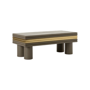 Chelsea House Coulter Gray Leather Cocktail Table With Soft Gold Accents, Hand-Finished Top, Durable 48" Surface Ideal For Entertaining 385694