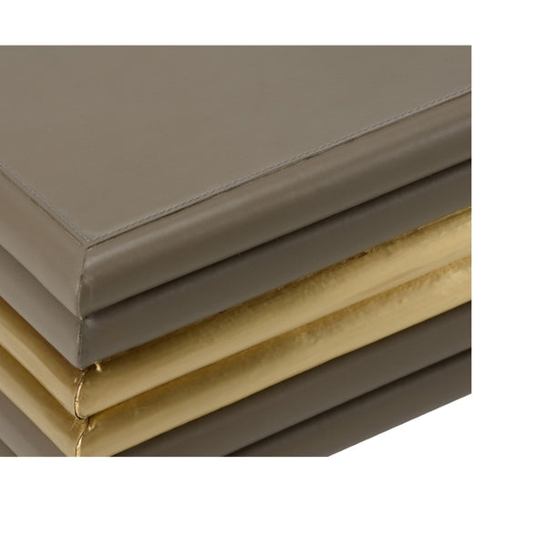 Chelsea House Coulter Gray Leather Cocktail Table With Soft Gold Accents, Hand-Finished Top, Durable 48" Surface Ideal For Entertaining 385694