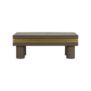 Chelsea House Coulter Gray Leather Cocktail Table With Soft Gold Accents, Hand-Finished Top, Durable 48" Surface Ideal For Entertaining 385694