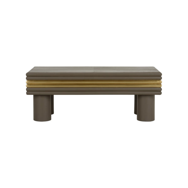 Chelsea House Coulter Gray Leather Cocktail Table With Soft Gold Accents, Hand-Finished Top, Durable 48" Surface Ideal For Entertaining 385694