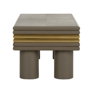 Chelsea House Coulter Gray Leather Cocktail Table With Soft Gold Accents, Hand-Finished Top, Durable 48" Surface Ideal For Entertaining 385694