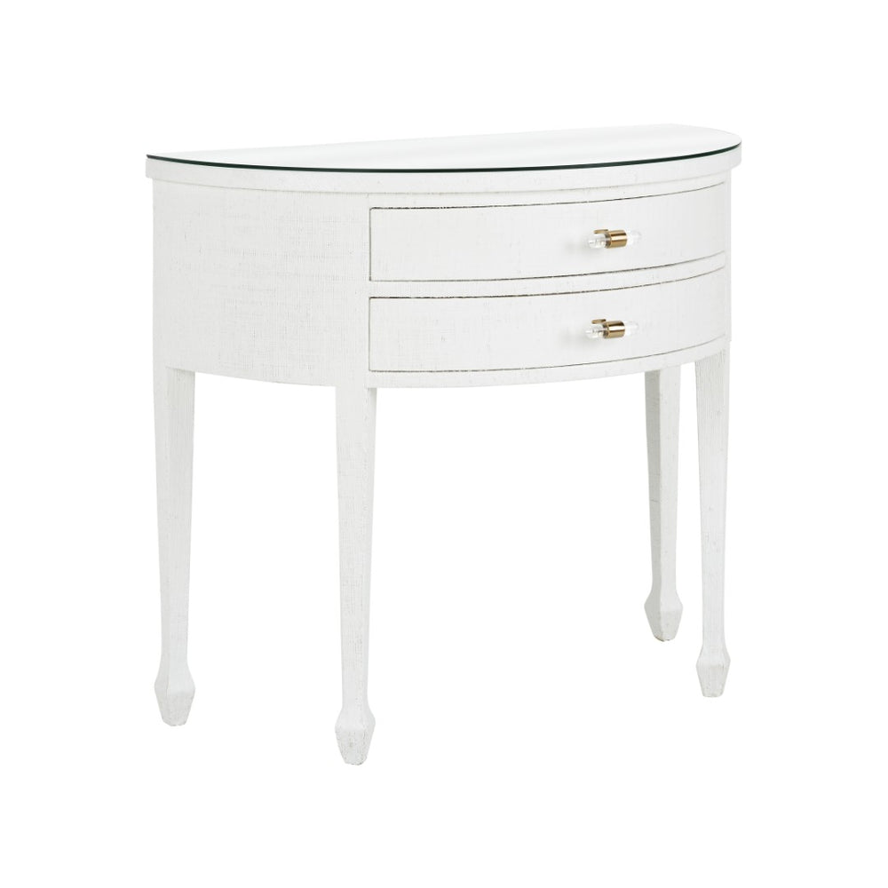 Chelsea House George Iii Demilune White Grasscloth Console By Bill Cain — Compact Georgian-Inspired Entry Table, 36" Wide 385702