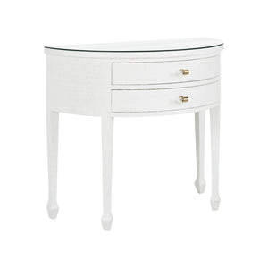 Chelsea House George Iii Demilune White Grasscloth Console By Bill Cain — Compact Georgian-Inspired Entry Table, 36" Wide 385702