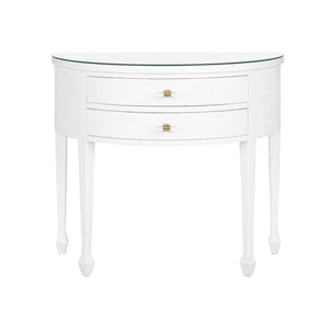 Chelsea House George Iii Demilune White Grasscloth Console By Bill Cain — Compact Georgian-Inspired Entry Table, 36" Wide 385702