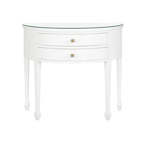 Chelsea House George Iii Demilune White Grasscloth Console By Bill Cain — Compact Georgian-Inspired Entry Table, 36" Wide 385702