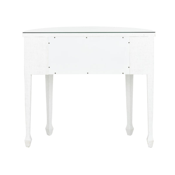Chelsea House George Iii Demilune White Grasscloth Console By Bill Cain — Compact Georgian-Inspired Entry Table, 36" Wide 385702