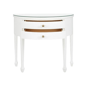 Chelsea House George Iii Demilune White Grasscloth Console By Bill Cain — Compact Georgian-Inspired Entry Table, 36" Wide 385702