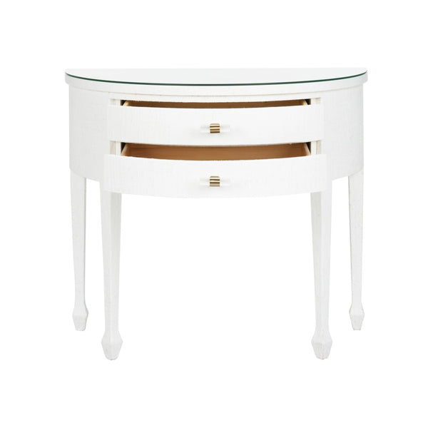 Chelsea House George Iii Demilune White Grasscloth Console By Bill Cain — Compact Georgian-Inspired Entry Table, 36" Wide 385702